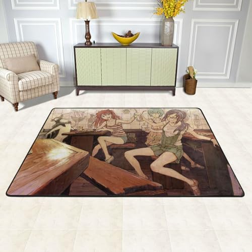 カーペット 新世紀エヴァンゲリオン バスマット 長方形 大判 人気 おしゃれ 可愛い 防ダニ 抗菌 防臭 吸水 滑り止め ふわふわ 柔らかい肌触り 絨毯 室内装飾 床保護マット 玄関 キッチン リビング 浴室 洗面所 家庭用 洗える オールシーズン プレゼ