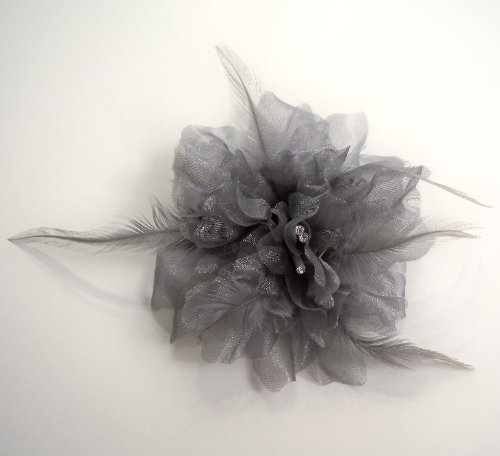 Broche de clip de pelo con diseño de peonía, diseño de peonía, color plateado