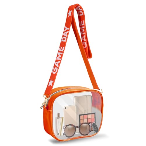 Clear Bag for Stadium Events with Game Day Beaded Purse Strap Stadium Approved Clear Crossbody Bag for Concerts Sports Events