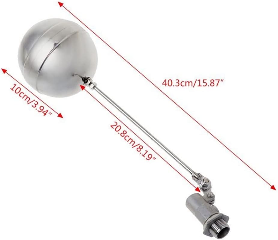 Float,Float Valve, Float Sensor Valve DN15 Male Thread Water Tank Ball, Stainless Steel Flow Control Float Sensor Valves