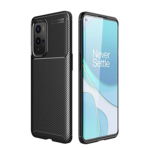 Olliwon Funda para One Plus 9 Pro, fibra de carbono, textura de fibra de carbono, compatible con One Plus 9 Pro, antigolpes, antihuellas, resistente a los arañazos, color negro