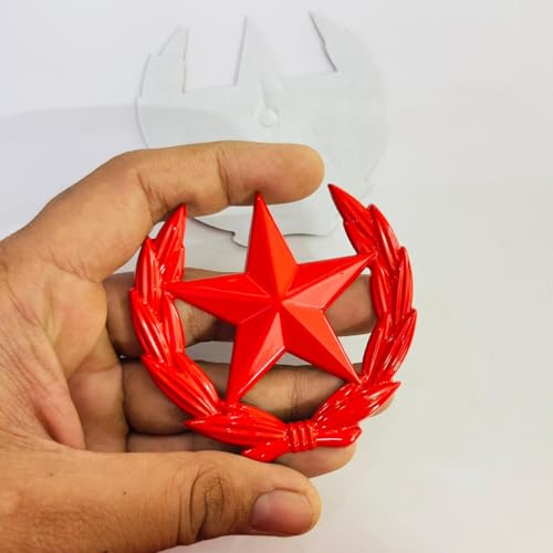 Image of Emblems for Car & Bike Metal Lo.go and Grill Me.tal Lo.go, Auto Accessories for Car Emblem 3D Badge Auto Racing Sport Sticker Grand Tourer Decal. Red New Cut Star Sticker.