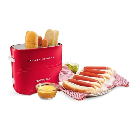 Nostalgia Retro Pop-Up Hot Dog Toaster, 2 Link and 2 Bun Capacity, With Mini Tongs, Works With Chicken, Turkey, Veggie Sausages and Brats