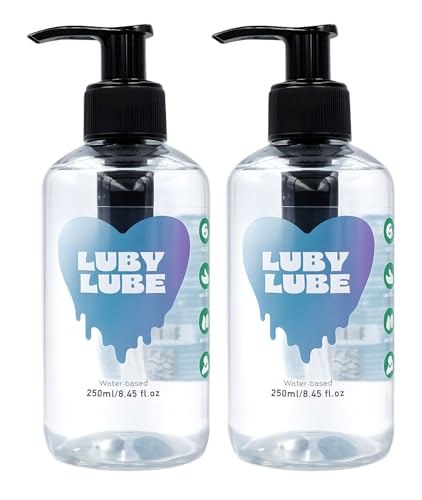 Luby Lube Water Based Personal Lubricant 250ml (2 Pack) – Silky Smooth, Non-Sticky & Long Lasting Unflavoured Sex Lube | Hypoallergenic, Paraben-Free, Condom Safe and Toy Compatible | Suitable for All
