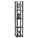 FURINNO Turn-S-Tube 5-Tier Corner Square Rack Display Shelf, French Oak Grey/Black