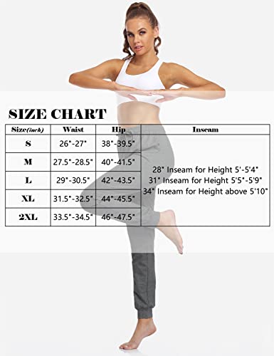 Safort 34" Inseam Regular Tall 100% Cotton Casual Workout Sweatpants With 3 Pockets, Yoga Joggers Pants, Tapered Lounge Cuff Cropped Pants, Dark Grey S #TOP5