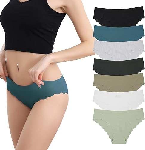 Women's Daily Use Panties, Girl Seamless Hipster Ice Silk Panty, Ice Cool Mid Rise Cotton No Show Laser Cut Hipster Panties