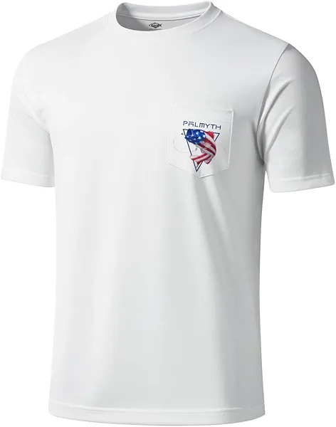Palmyth Fishing Shirts for Men Short Sleeve Sun Protection T-Shirts UPF 50+ Rash Guard Tee