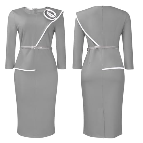Image of Wear to Work Dress for Women Business Casual Bodycon Midi Dress Elegance Church Outfits