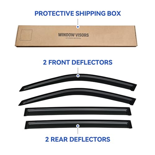 Image of Window Visors Rain Guards Shield for 2001-2007 Toyota Highlander, Out-Channel Window Vent Wind Deflectors Visors Shades for 06 07 Highlander Hybrid