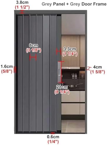 Customizable Accordion Folding Door with Lock & Key - Retractable Sliding Gate for Home & Bedroom Privacy - Metal Interior Door Screen, Kitchen Hardware, 35x80in (88.5x203cm)