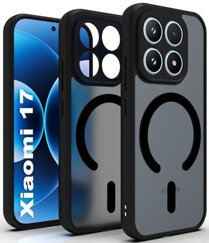 Image of RIGGEAR Shockproof Sleek Hybrid Armor Magnetic Back Cover Case Compatible with MagSafe Accessories for Xiaomi 17 (Smoke Black Matte PC + Black TPU Bumper)