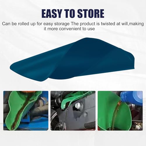 getfay 2 Pack Car Draining Tool Oil Funnel, Flexible Foldable Reusable Vehicle Oil Filter Accessories, Universal 14In x 6In Soft Automotive Drain Oil Guide Plate for Truck Motorcycles SUV Car (Blue) - Thumbnail 6