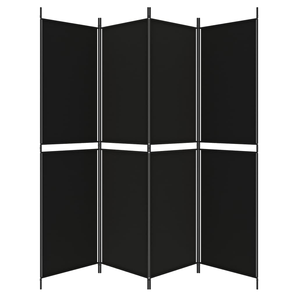Generisch 4-TLG. Paravent Schwarz 200x200 cm Stoff,Möbel,Raumteiler-350233