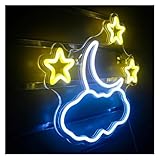 Letrero de neón Letreros de neón con forma para luna y estrellas, luces, arte pared acrílico