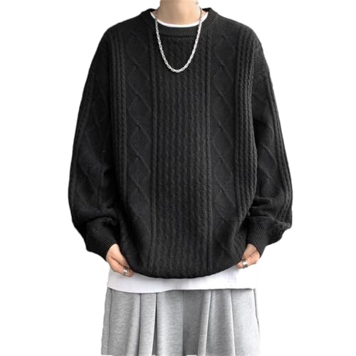Men's Loose Knit Sweater O-Neck Long Sleeve Casual Pullover Size Solid Color Streetwear Winter Sweaters