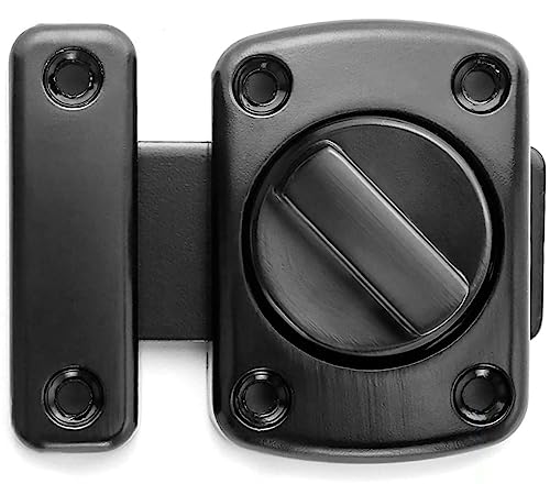 ZiYuya Bathroom Toilet Door Lock Latch, Rotate Bolt Gate Latch Sliding Door Lock, Bar Barn Door Latch for Wine Cabinet Closet Window Swivel Lock Door Lock Latch (Black)