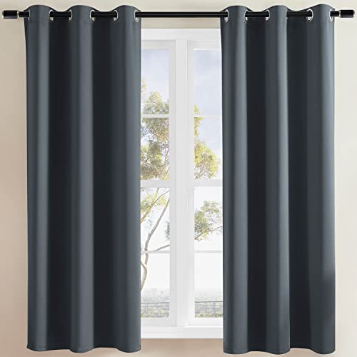 Rutterllow Blackout Curtains for Bedroom, Thermal Insulated Room Darkening Curtains 2 Panels for Living Room, Grommet Top (38x54 Inch, Dark Grey)