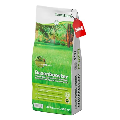 Famiflora gazonmeststof 20kg voor 400m2 - Booster - Herstelt gras snel en groen voor een gezonde en weelderige tuin - Extra magnesium zorgt voor intense kleur en vitaliteit