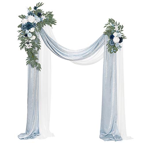 Ling's Moment Dusty Blue Artificial Wedding Arch Flowers Kit Pack