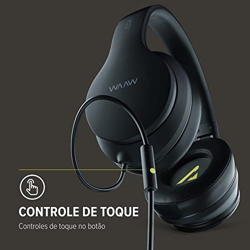 WAAW by ALOK Fone de Ouvido Headphone SENSE 100HW com Fio, Microfone, Compatível com Assistente de V