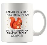 Panvola I Might Look Like I’m Listening To You But In My Head I’m Thinking About Squirrels Squirrel Lover Gifts For Women Fall Gifts For Wife Girlfriend Sister Ceramic Mug 11 oz White