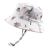 Patrón de dinosaurio: estampado de dinosaurio de dibujos animados, hace que este sombrero de sol para bebé sea más adorable. La correa de barbilla evita que el sombrero se vuele. Forro de malla transpirable, mantiene al bebé fresco en el verano caliente.
