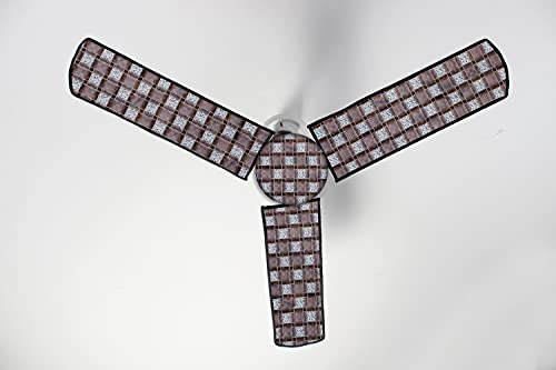 Image of Stylista Waterproof & Dustproof Three Blade Ceiling Fan Cover with attachable Enclosure Set of 2 Fan Covers Basketweave Pattern Multicolor
