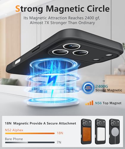 Image of FNTCASE for iPhone 17 Pro Case: [Compatible with Magsafe] Integrated Silicone Phone Cases with [Full Camera Protection] [Screen Protector] Military Grade Shockproof Protective Cover - Full Black