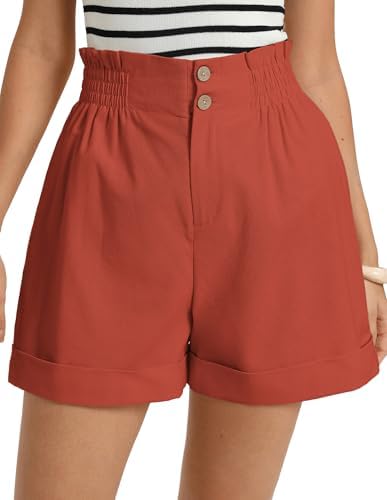 GRACE KARIN Linen Shorts for Women Summer Beach Vacation A-line W...