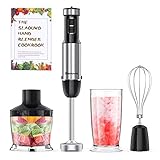 Stabmixer Set, Slaouwo Pürierstab Edelstahl Set, 800W Stabmixer Edelstahl, 4-teiliges Zubehör-Set, geeignet für die Zubereitung von Babynahrung, Salaten, Suppen und Gemüse