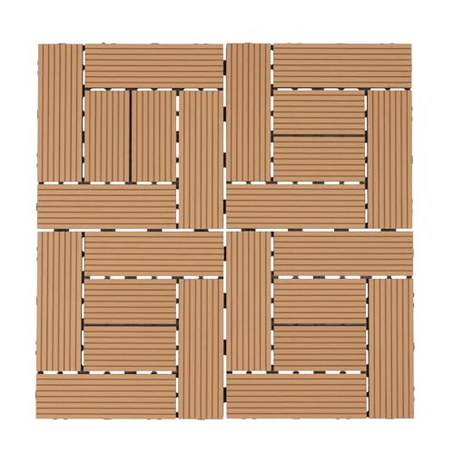 22 stuks houten tegels, 30 x 30 cm, terrasplanken, tuintegels, vloertegels met drainage, kliksysteem voor tuin, balkon, gazon, achtertuin enz - Image 4