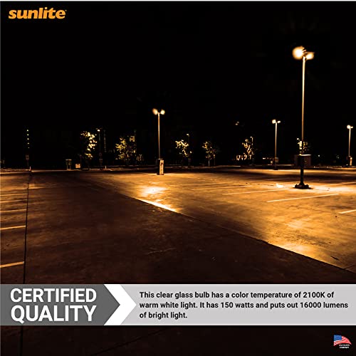 Sunlite 03635-Su Lu150/Mog 150 Watt High Pressure Sodium Light Bulb, Mogul Base (E39), Ansi Code S55, 16000 Lumen, 20000 Life Hours, Clear, 2100K #TOP4