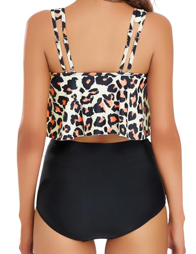 Image of Edelqual Tankini Swimsuits for Women High Waisted Bikini Sets Plus Size Two Piece Bathing Suits Tummy Control Swimwear