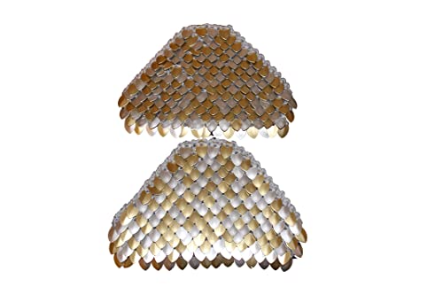 Scale Mail Epaulettes in Knitted Dragonhide Armor gold and frosty silver
