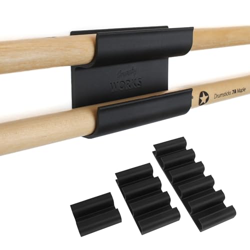 CrunchyWorks STAGECADIA Drumstick Wandhalter, Trommelstöcke Schlagzeugstöcke, Halter Haken, Ständer Bügel Aufhängung, Mit Montageequipment, Klebepad zum Anbringen an der Wand, Schwarz