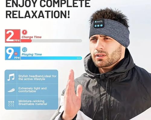 Sleep Headphones, Noise Cancelling Headphones for Sleeping - Side Sleepers, Wireless Sleeping Headband Insomnia Nuit Travel, Gifts Women Men Mom Dad Kids -Grey