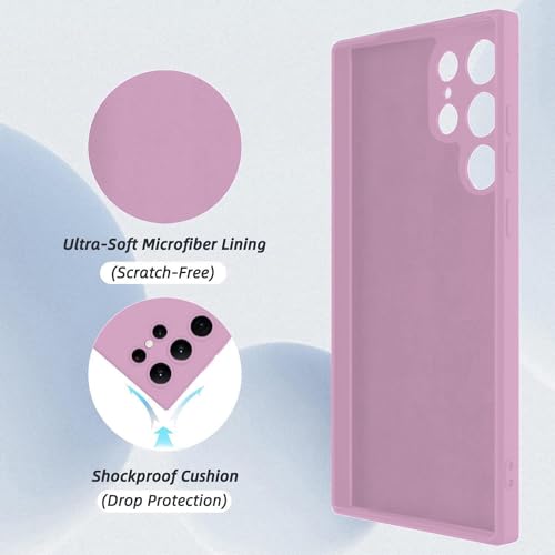 Image of DIZORO Microfiber Candy Case Compatible for Samsung Galaxy S22 Ultra Shockproof Slim Back Cover Liquid Silicone Bumper Camera Protective Phone Cover (Lilac)