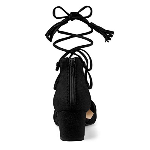 Allegra K Women's Pointed Toe Block Heels Lace Up Pumps4