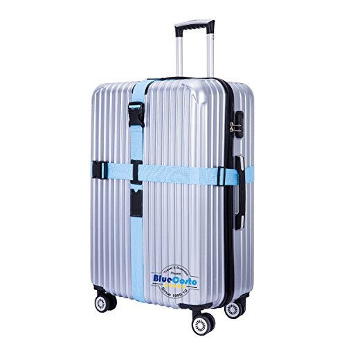 BlueCosto Blue Cross Luggage Straps for Suitcases Travel Belt Suitcase Strap