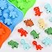 2 Sized Dinosaur Candy Molds Gummy Molds - Regular and Mini size Dinosaur Silicone Chocolate Molds Nonstick Set of 5 Including Triceratops T-Rex Stegosaurus Brontosaurus