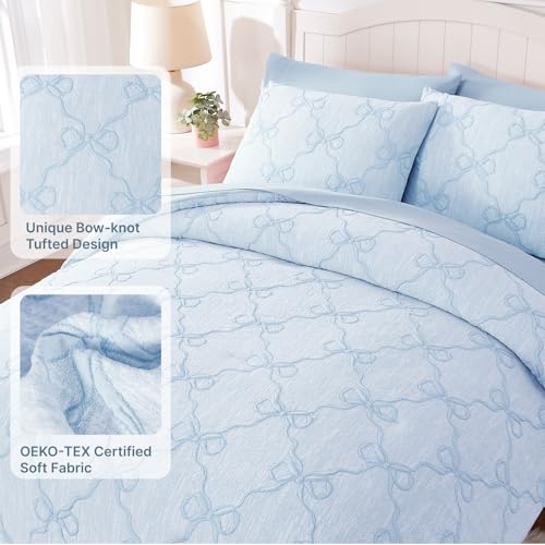 Twin Comforter Set with Sheets for Girls-5 Pieces Twin Bedding Sets with Light Blue Comforter, Sheets, Pillowcase & Sham for Kids (Light Blue Diamond, 66" X 86")