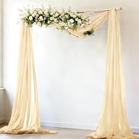 Chiffon bruiloft boog draperen stof, 75 x 600 cm bruiloft boog gordijnen pure achtergrond gordijn voor huwelijksceremonie feest plafond decor
