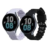 kwmobile 2X Armband kompatibel mit Samsung Galaxy Watch 5 / Watch 5 Pro - Fitnesstracker Sportarmband Silikon Band Lace Design Schwarz Lavendel - Innenmaße