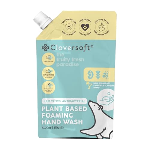 Cloversoft 99.99% Antibac Plant-Based Foaming Hand Wash Pink Grapefruit Rosemary Juniper Berry Refill Pack 500ml
