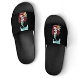 Mermaid with Day of The Dead PVC Shower Slipper Non-Slip Slide Sandals Open Toe House Shoes for Men Women
