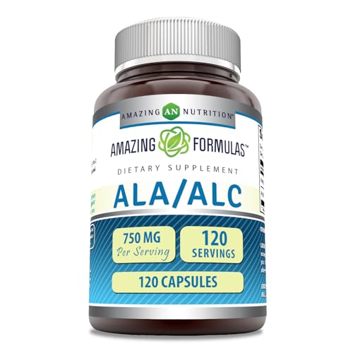Amazing Formulas ALA/ALC (Alpha Lipoic Acid/Acetyl L-Carnitine) Supplement | 750 Mg Per Serving | Capsules | Non-GMO | Gluten-Free | Made in USA (1 Pack, 120 Count)