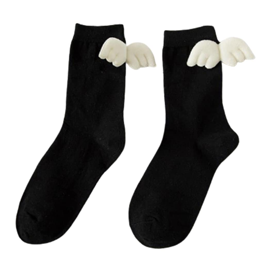 ManmantihuiManmantihui Crew Socks Women Sweet Angel Crew Socks Kawaii Student Cotton Mid Tube Hosiery