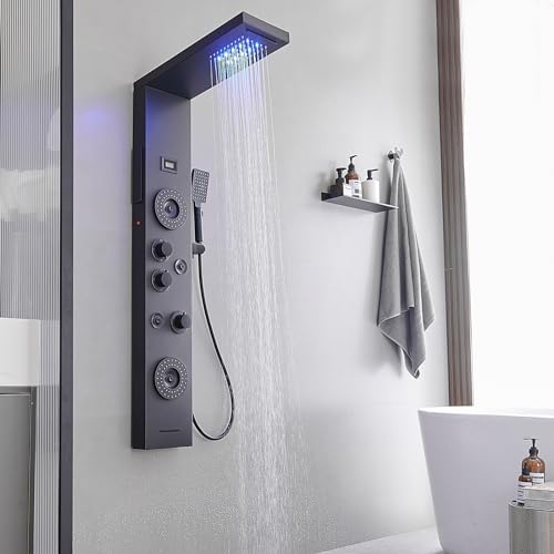 BATHLAVISH 6 in 1 Shower Panel Tower System, Rainfall Shower