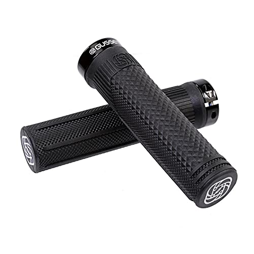 Image of Gusset S2 Lock-On Extra Soft Mountain Bike Grips - Black, 131mm length / VEXK3 Compound MTB Cycling Cycle Trail Enduro Ride Comfort Handle Bar Handlebar Part Race Rubber Pattern Pair Accessories